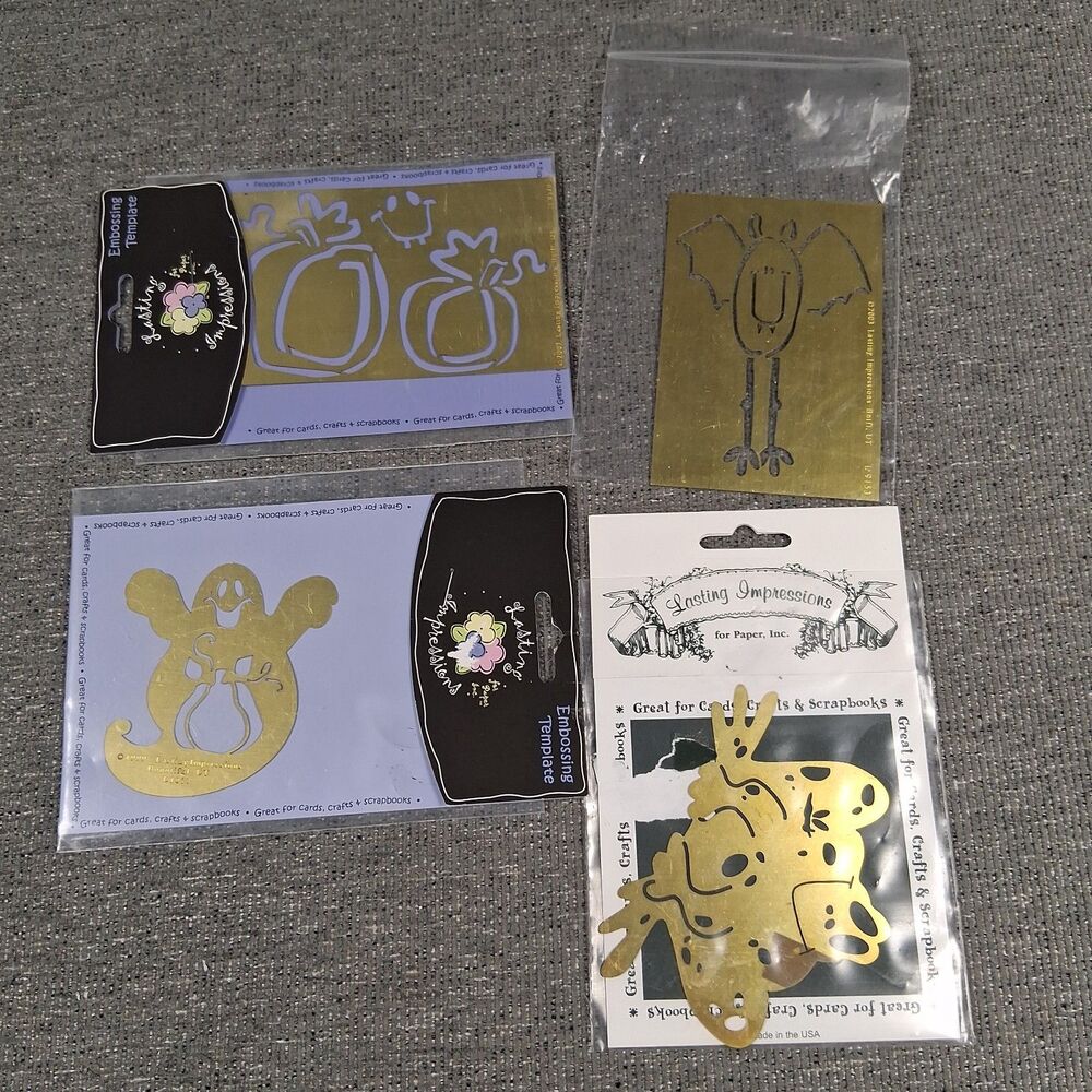 Vintage Halloween Brass Embossing Stencils Lot Spooky Crafting Templates